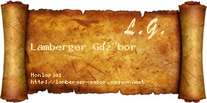 Lamberger Gábor névjegykártya